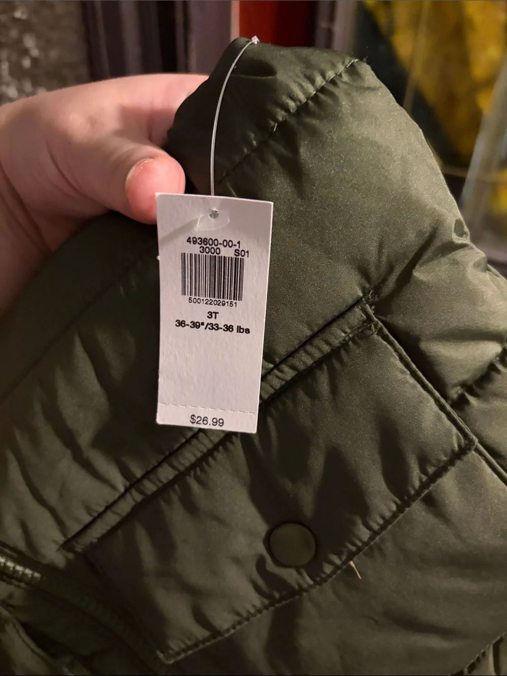 Old Navy Olive Green Quilted Puffer Vest for Kids